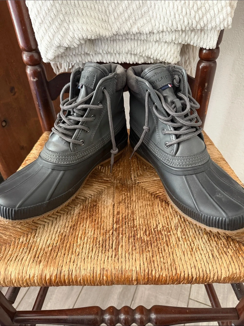 Tommy Hilfiger Charcoal Gray Waterproof Duck Boots